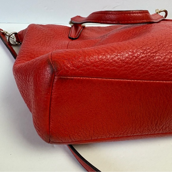 Coach Kelsey Red Pebbled Leather Shoulder Bag Satchel Purse Crossbody - Picture 8 of 16
